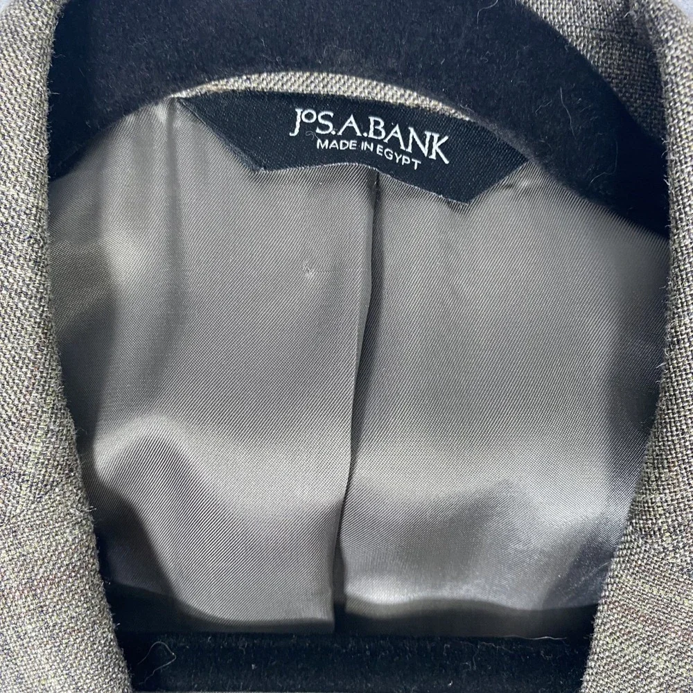 Jos A Bank Sport Coat Mens 43 Regular Brown Plaid Silk Wool Signature Blazer
